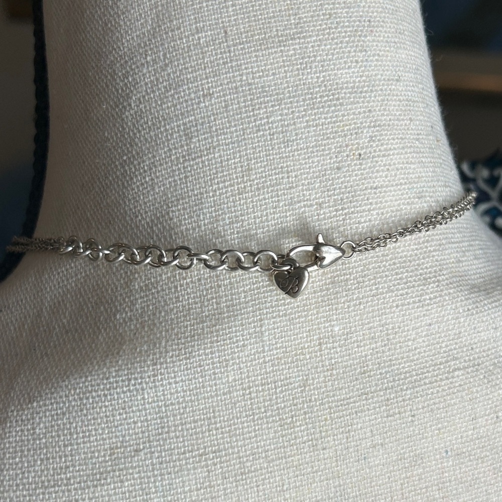 Brighton Jewelry Primavera Necklace Two-tone Silver Plated Crystals Cloth Bag - Picture 6 of 11